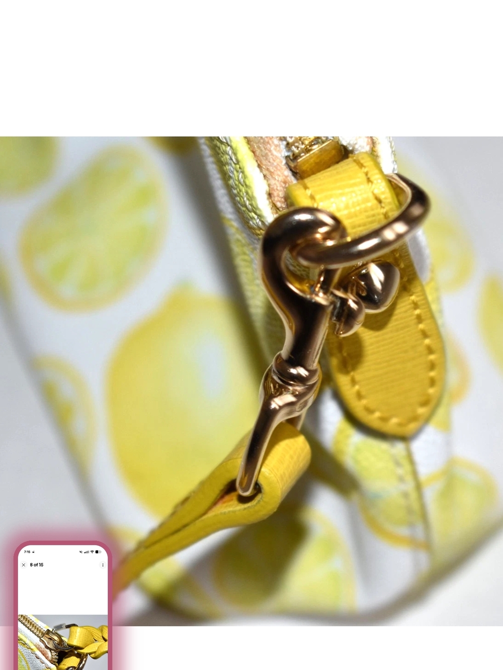 Dooney & Bourke Limone Ruby Bitsy Bag Lemon Print Crossbody Purse Handbag - Picture 10 of 11